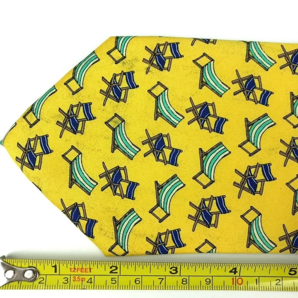 Utopia Men's Tie Handmade Yellow Beach Chair Relax Vacation Novelty Necktie 58